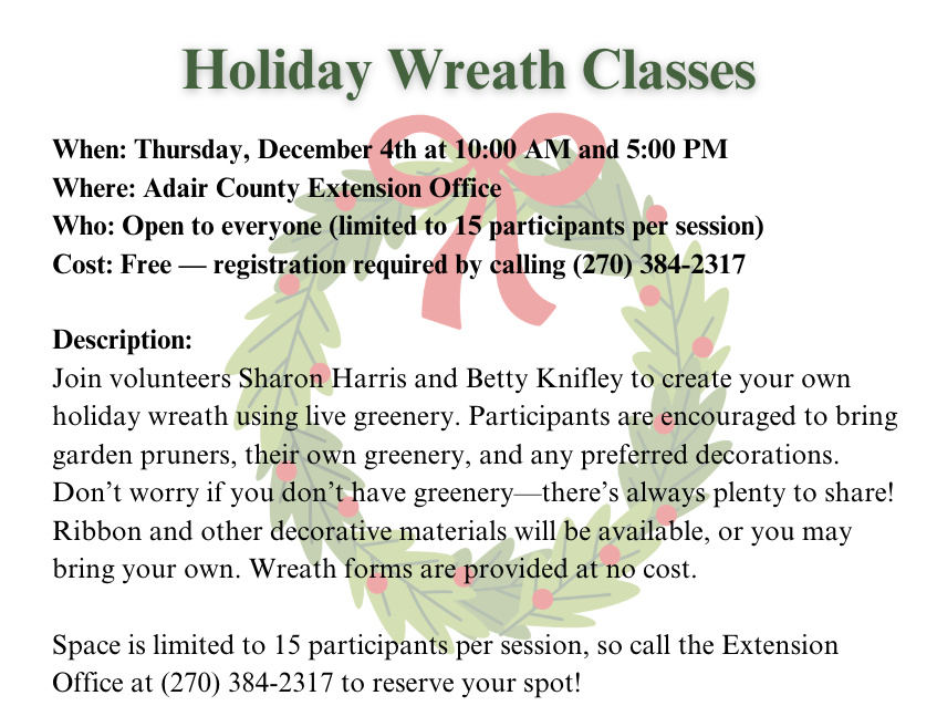 Holiday Wreath Class